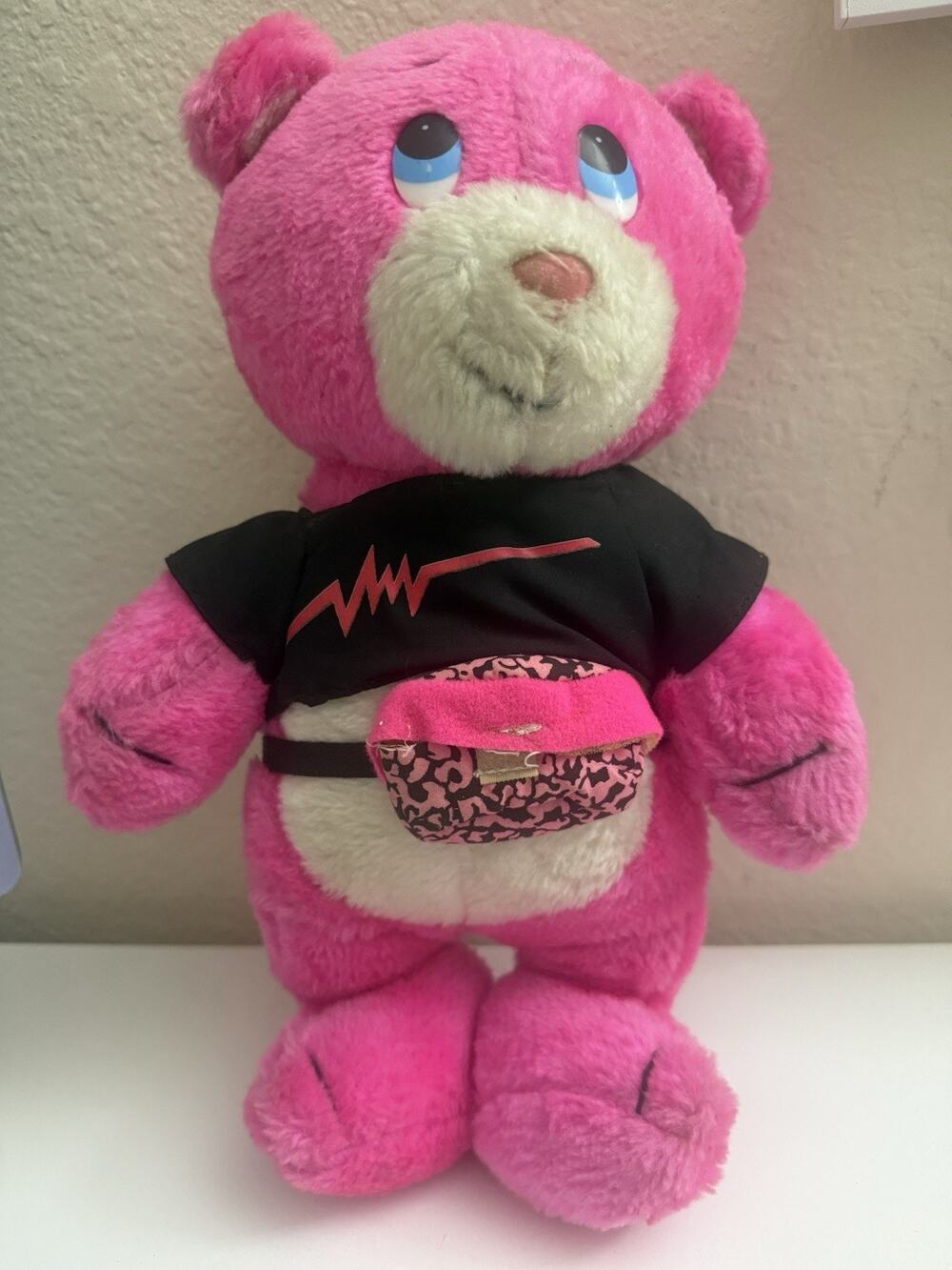 Vintage 1990 Shell Pink Teddy Bear Nanco 12” Plush w/ Shirt Fanny Pack Rare